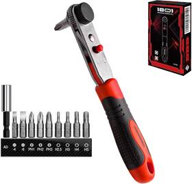 Works 313089288246 Angle Ratchet Screwdriver Set 10 Piece Magnetic Bit With 90 Degree Mini Offset