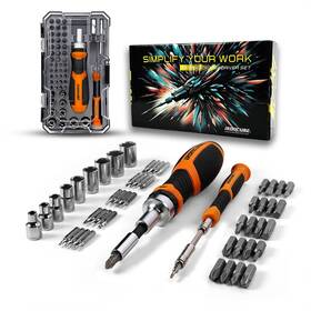 Works 445045499427 56-piece Ratcheting Screwdriver Set With Bits And Sockets Suitable For Furniture