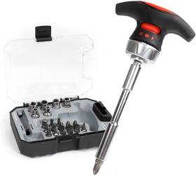 X-steel 845071097227 Ratcheting Muti Screwdriver Bits Sockets Set 24t Pair Red Silver Black