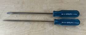 Xcelite Br-3168 Vtg Lot Of 2 Brass Screwdrivers 8 Inch Long 3/16 X8 And Br-148 1/4