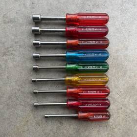 Hs-7-18 Xcelite 9-piece Standard Hollow-shaft Nutdriver Set Vintage Usa