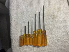 R-144 Xcelite Amber Handled Screwdrivers Phillips/flat And Allen Head Usa Lot Of 7