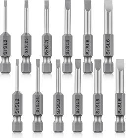 751887 Xelsluthe 12pcs Magnetic Screwdriver Bit Set 1/4 Inch Hex Shank Flat Head Slotted Dril