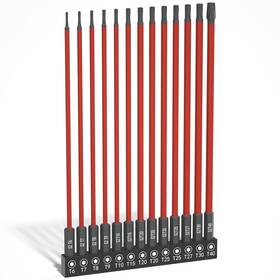 T6-t40 Xool 0180 13-piece Long Torx Bit Set 6-inch 150mm