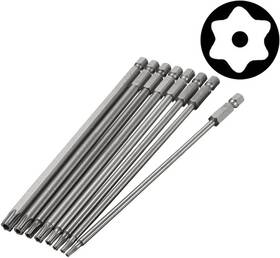 T8-t40 Yakamoz 445039268251 8pcs 1/4 Inch Hex Shank Magnetic Torx Head Screw Driver Bit Set S