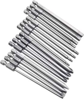 Yakamoz 445041399394 16pcs 4-in-1 Multi Long Magnetic Screwdriver Bit Set With 1/4 Inch Hex Shank Drill S