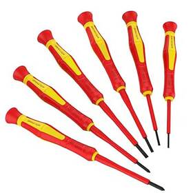 Yichuhaoxi 313099297207 1000v Insulated 2.56 Inch Shank 6 Bit Red Magnetic Electrician Screwdriver Set Wi