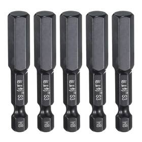 Zaplyte 619668410023 5pcs 8mm Metric Hex Head Wrench Drill Bit 50mm Length Magnetic Bits Black