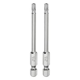 Zaplyte 639664009120 2pcs T20 Security Torx Bit 1/4 Inch Hex Shank 3 Long Tamper Resistant Star Bits