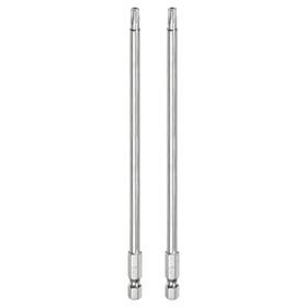 Zaplyte 639664011406 2pcs T25 Security Torx Bit 1/4 Inch Hex Shank 6 Long Tamper Resistant Star Bits