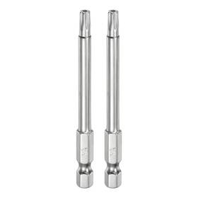 Zaplyte 639664011475 2pcs T25 Security Torx Bit 1/4 Inch Hex Shank 3 Long Tamper Resistant Star Bits