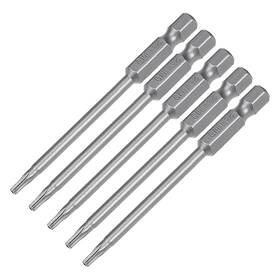 Zaplyte 641832716129 5pcs 1/4 Inch Hex Shank T10 Magnetic Security Torx Screwdriver Bits 75mm