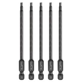Zaplyte 672668573624 5pcs 3mm Metric Hex Head Wrench Drill Bit 100mm Length Magnetic Bits Black