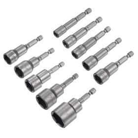 Zaplyte 724708583152 10pcs 1/4 Inch Quick-change Hex Shank 6-19mm Magnetic Nut Driver Bit Set Cr-v Zaplyte 724708583152 10pcs 1/4 Inch Quick-change Hex Shank 6-19mm Magnetic Nut Driver Bit Set Cr-v