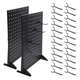 Kp045 Zjdbset 2pcs Metal Pegboard Display Stand With 24 Peg Hooks For Craft Shows And Black
