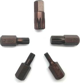 Zlyy 711181377804 5pcs 12 Point Triple Square Spline Bit Torx Screwdriver Bits With Hex