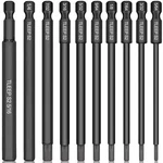10X Long 100MM 1/4INCH Hex Head Allen Wrench Drill Bits 5/16 To 5/64 Sae Magne. Fixed Price $14.36.