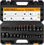 Elead 31PC Torx Bit Socket Set T8-T70 E4-E24 Star Tool Kit S2 Steel. Fixed Price $51.00.