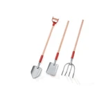 Miniature Long Handle Yard Assortment, Wood Metal 4" Garden Lawn Tools. Fixed Price $5.99.