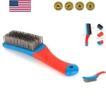 Durable 6.3" Stainless Steel Wire Brush With Rubber Handle For Tough Cleaning. Fixed Price $12.99.