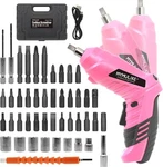 Cordless Electric Screwdriver, 3.6V Rechargeable Power With Pink. Fixed Price $28.99.