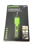 Greenworks Rechargeable Screwdriver W/ 27 Piece Bit Brand New (green). Fixed Price $27.99.