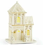 Lenox Mistletoe Park Library Lights Up Building Village Treasures 7"H New Box. Fixed Price $123.90.