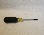 604-4 Klein Tools Long Flat Blade Screwdriver Black / Yellow Handle Round Shank. Fixed Price $15.49.