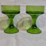 Vintage Green Glass Candle Holders 5.25" Tall, 3.5" Diameter Mid Century Unique. Fixed Price $18.00.