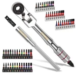 Geinxurn 60PCS 180 Pivoting Flex Head T-handle Ratchet Wrench Set 72-TOOTH 1/4". Fixed Price $33.99.