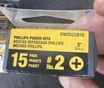 Dewalt DW2022 2-INCH #2 Phillips Power Bit With 1/4-INCH Hex Drive 15 Pack!. Fixed Price $24.99.