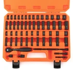 Tohome 1/4" Drive 56-PIECE Impact Socket Set Sae Metric Orange Durable. Fixed Price $65.99.