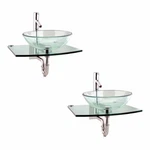 2 Unique Tempered Glass Wall Mount Vessel Sink Clear Durable Set Of. Fixed Price $744.99.