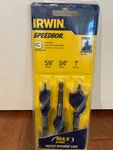 Irwin Speedbor Max Tri-flute Bit Set Pcs 5/8, 3/4, 1" (4" Length). Fixed Price $13.99.