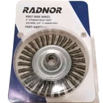 4" Radnor 64000378 Knot Wheel Twist Brush .020 Wire, 5/8" -11" Arbor Hole. Fixed Price $20.00.