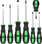 7-PIECE Magnetic Screwdrivers Set, 4 Phillips And 3 & Slotted, Green. Fixed Price $11.94.