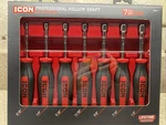 New Icon Sae Professional Hollow Shaft Nut Drivers Piece NDSS-7 56523. Fixed Price $65.00.