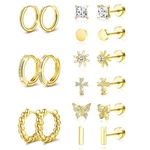 Hypoallergenic Surgical Steel Flat Back Earrings For Women Trendy 14K Gold Ca.... Fixed Price $20.59.