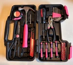 39-PIECE Apollo Tools General Kit With Hard Sided Case Pink/black DT9706P. Fixed Price $12.99.