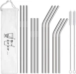 Hiware 12-PACK Stainless Steel Reusable Straws W/case & Cleaning Brushes 20OZ. Fixed Price $9.58.