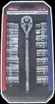 Hyper Tough 19-PIECE 3/8- Inch Socket Set Reversible Pear Head Ratchet 72 Teeth. Fixed Price $14.99.