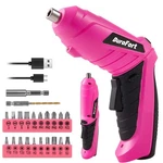 Pink Cordless Electric Screwdriver Set. Fixed Price $12.95.