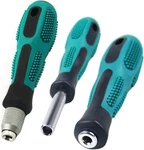 3 Pieces 1/4 Hex Screwdriver Bit Holder Handle Set With, Quick Green + Black. Fixed Price $14.75.