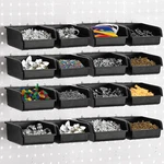 Foraineam 16 Pack Pegboard Bins With Metal Hooks, Black Garage Workbench Cu. Fixed Price $36.56.