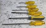 Vintage Stanley Screwdriver 6 Pc Lot Yellow Translucent Handles Flat Phillips. Fixed Price $24.99.