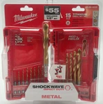 Milwaukee Shockwave Titanium Drill Bit Set 15PC W/ 1/2" 48-89-4630 New. Fixed Price $44.99.