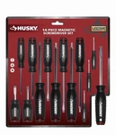 Husky 14 Pc Screwdriver Set With Magnetic Tips Comfort Grip Handle. Fixed Price $22.00.