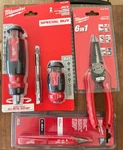 Set 3 New Milwaukee Wire Stripper Pliers Voltage Detector Ratcheting Screwdriver. Fixed Price $64.99.