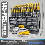 145PCS Magnetic Screwdriver Set Repair Tool Kit Cr-v Steel With Organizer Stand. Fixed Price $32.00.