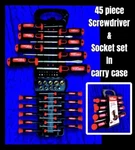 Hyper Tough 45 Piece Screwdriver Set Standard & Precision Sockets Tools Case. Fixed Price $25.99.